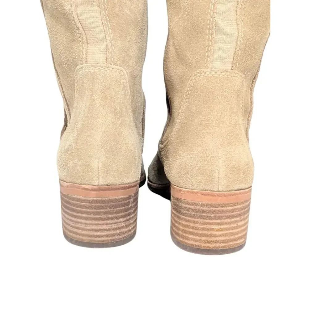Vince Camuto 6 Beige Over The Knee Kochelda Block Heel Suede Boots